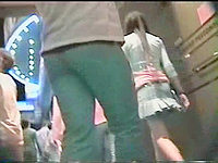 The amateur teen in a short short skirt did not know that somebody with the camera was recording her delicious upskirt